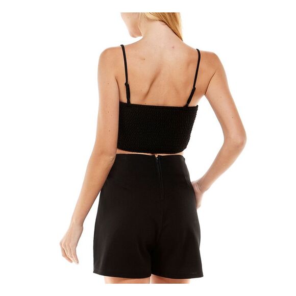 CITY STUDIO Womens Fitted Adjustable Straps Spaghetti Strap Mini Crop Top - Picture 2 of 4